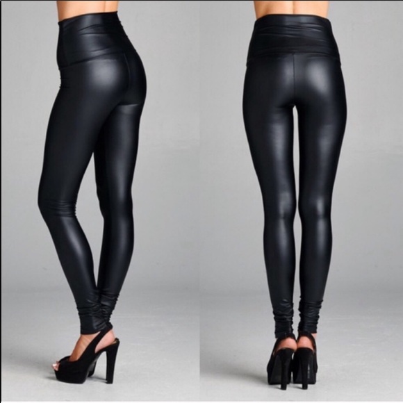 Kara and Kate Pants - Black Slick Vegan Leather Leggings